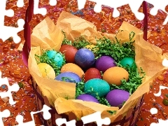 Easter, basket, eggs