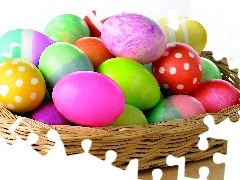 easter, basket, eggs