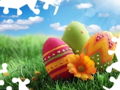 Sky, eggs, easter, grass