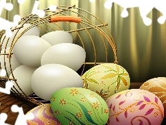 basket, color, eggs, eggs