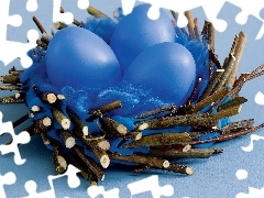 eggs, nest, Blue