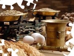 eggs, mortar, seed, weight, cereals