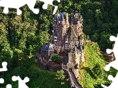 forest, green ones, Germany, trees, Municipality Wierschem, Eltz Castle, Eifel Mountains, viewes