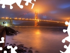 bridge, River, evening, Golden Gate