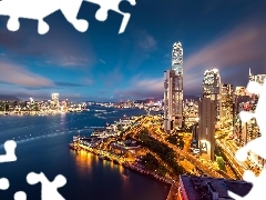 Hong Kong, clouds, evening, skyscrapers