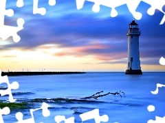 evening, Lighthouses, sea