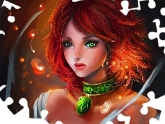 redhead, green ones, Eyes, girl
