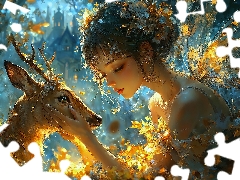 fawn, girl, wings