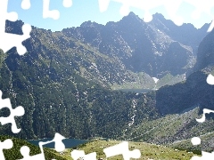 Black, Mountains, features, Pond - car