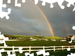 Great Rainbows, farm, fence