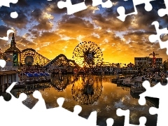 Disneyland, California, River, Anaheim, The United States, Ferris Wheel, Great Sunsets