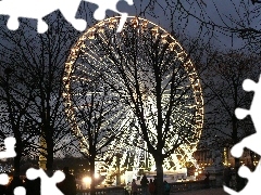 night, Floodlit, Ferris Wheel