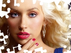 ear-ring, finger, Aguilera, make-up, Christina