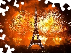 Eiffla Tower, Paris, France, fireworks