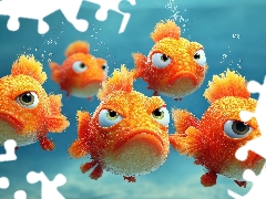 grimace, Orange, water, fish, Funny, sigh, graphics