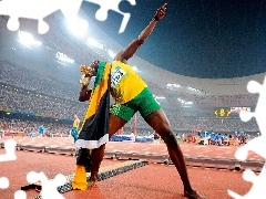 flag, Jamaica, athlete, Stadium, Usain Bolt