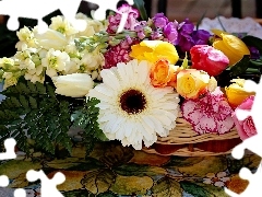 bouquet, Diverse, flowers, Colorful