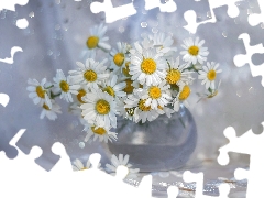 Bokeh, vase, White, Flowers, Corn Chamomile