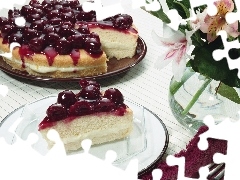 Flowers, cake, cherries