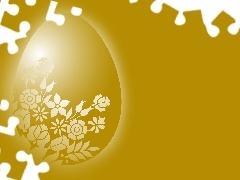 Flowers, Easter, egg, White, Yellow