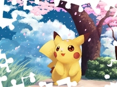 flowers, Pikachu, flakes