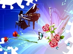 Flowers, Piano, harp