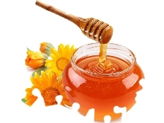 Flowers, jar, honey