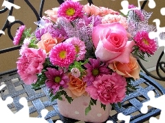 flowers, bouquet, pink