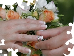 Flowers, hands, ring