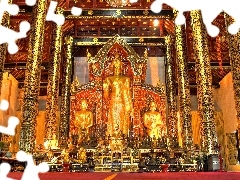 temple, Clock, Flowers, statues