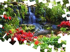 waterfall, Flowers
