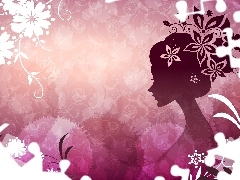 Women, White, Flowers, pink