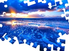 Foam, Beaches, clouds, maritime, Great Sunsets