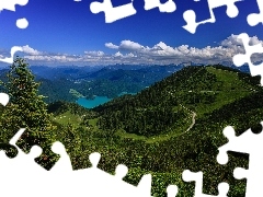 forest, panorama, Germany, lake, Bavarian Alps