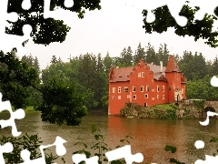 villa, lake, forest, bridges