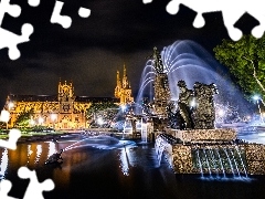 Australia, Night, fountain, Sydney