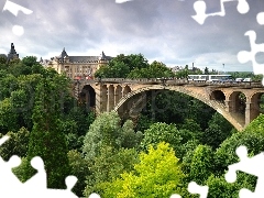 fragment, park, bridge, Castle, Luxembourg