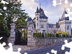 Castle, fence, France, Gate