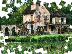 Windmill, Skansen, France, Pond - car