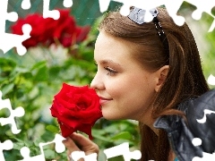 Garden, Amelie Emily, Glasses, roses, girl