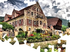 garden, Sky, house, flowery, pretty