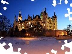 winter, Schwerin, Germany, Castle