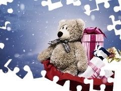 Christmas, teddy bear, gifts