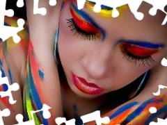 color, girl, Bodypainting, Paints