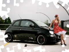 Glasses, Skirt, girl, Boots, Fiat 500