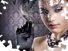 make-up, Women, jewellery, Anna Subbotina, Gloves, Hat