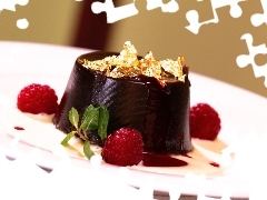 dessert, raspberries, Gold, chocolate