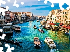 Venice, boats, Gondolas, apartment house