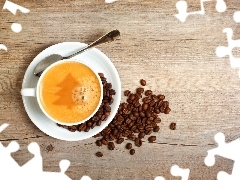 cup, christmas tree, grains, coffee