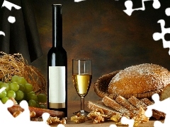 Grapes, Wine, bread